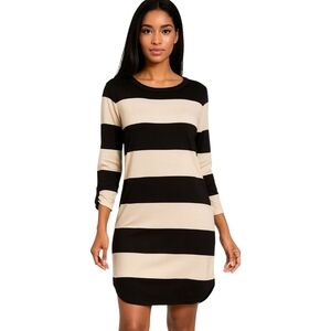 Charming Charlie Black and Cream Striped Dress